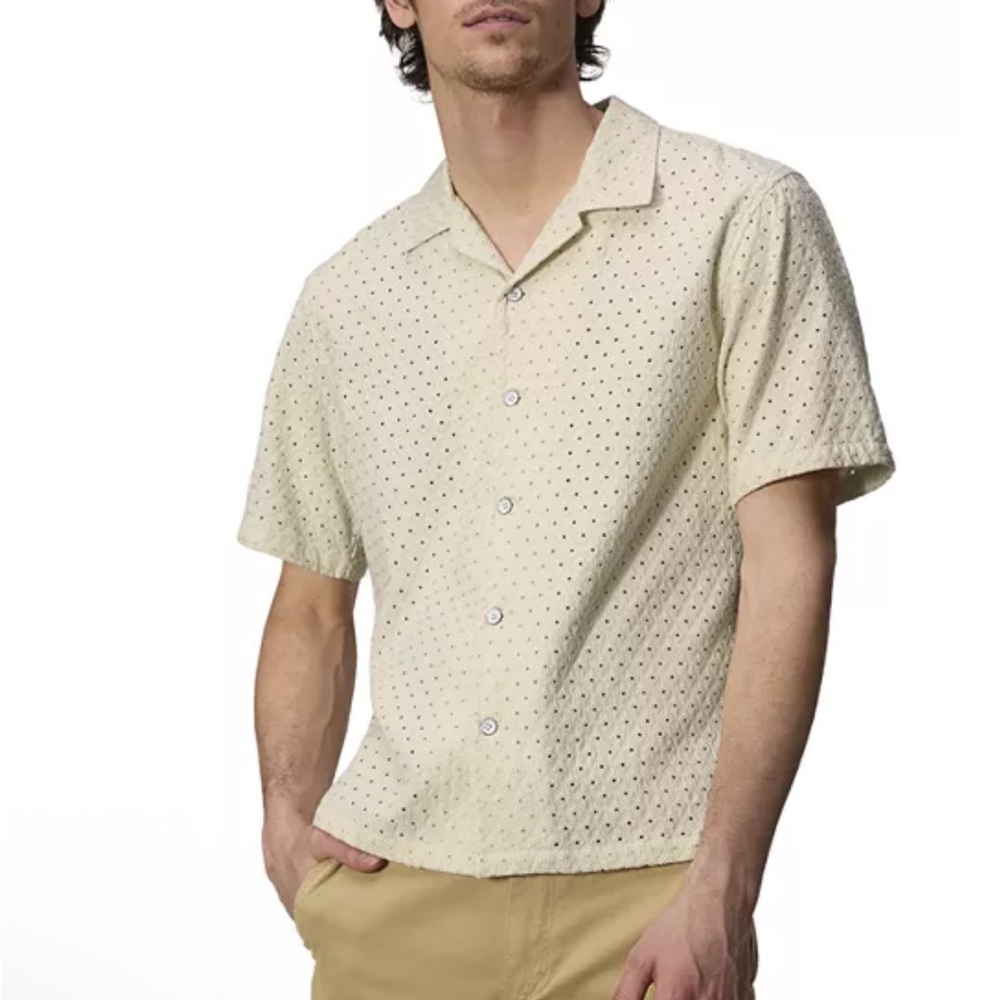 rag & bone Men's Marshmallow Avery Resort Diamond Jacquard Shirt